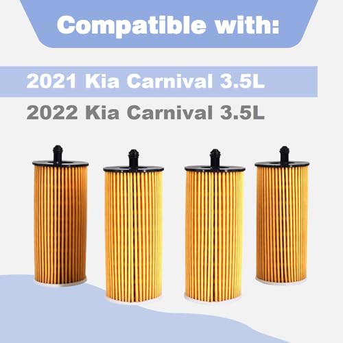 CULMKARI 263203N000 4pcs Engine Oil Filter with Orings and Drain Plug Gaskets Fits for 20212024 Kia Carnival 35L - Image 3