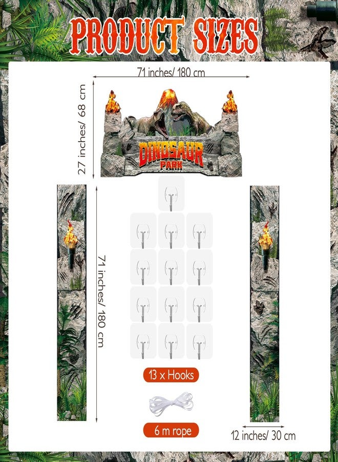 Funnymoom مجموعة زينة حفلات أعياد الميلاد من Funnymoom، 3 قطع، تتضمن لافتة باب عليها صورة ديناصور، ولافتة معلقة على الشرفة، وخلفية ديناصور لحفلات أعياد الميلاد بطابع سفاري الغابة وحفلات استقبال المولود الجديد، بالإضافة إلى دعائم تصوير. - Image 2