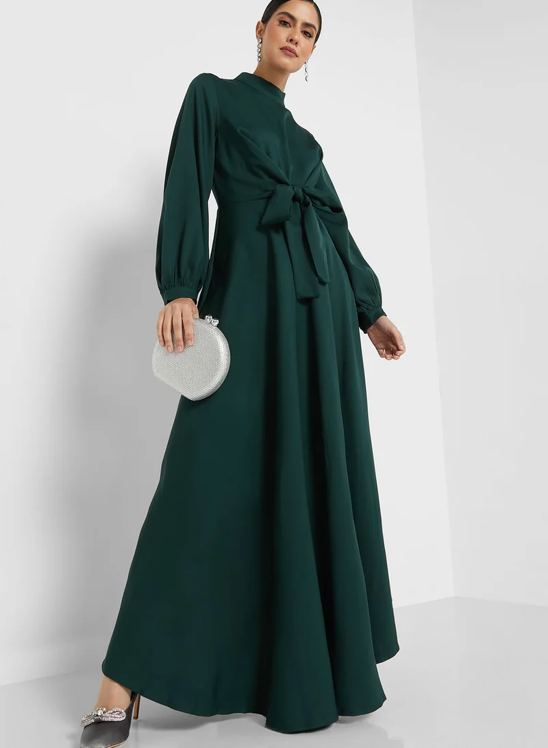 ELLA High Neck Self Tie Dress