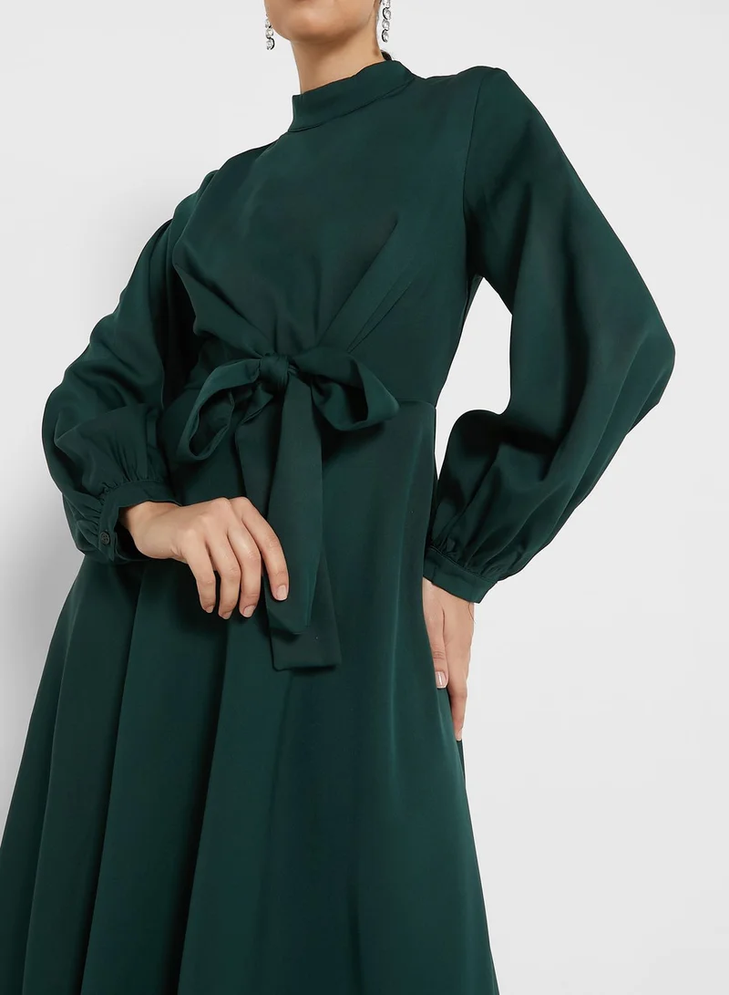 ELLA High Neck Self Tie Dress