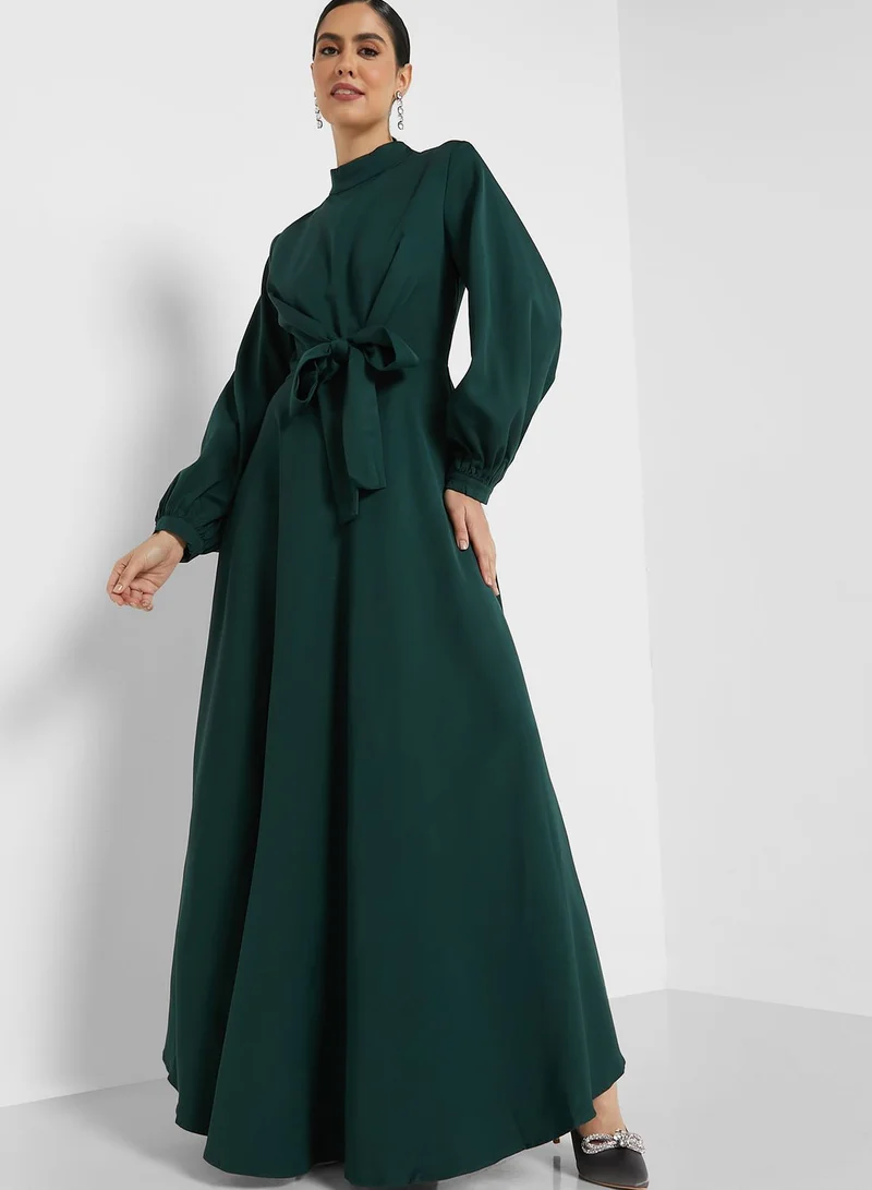ELLA High Neck Self Tie Dress