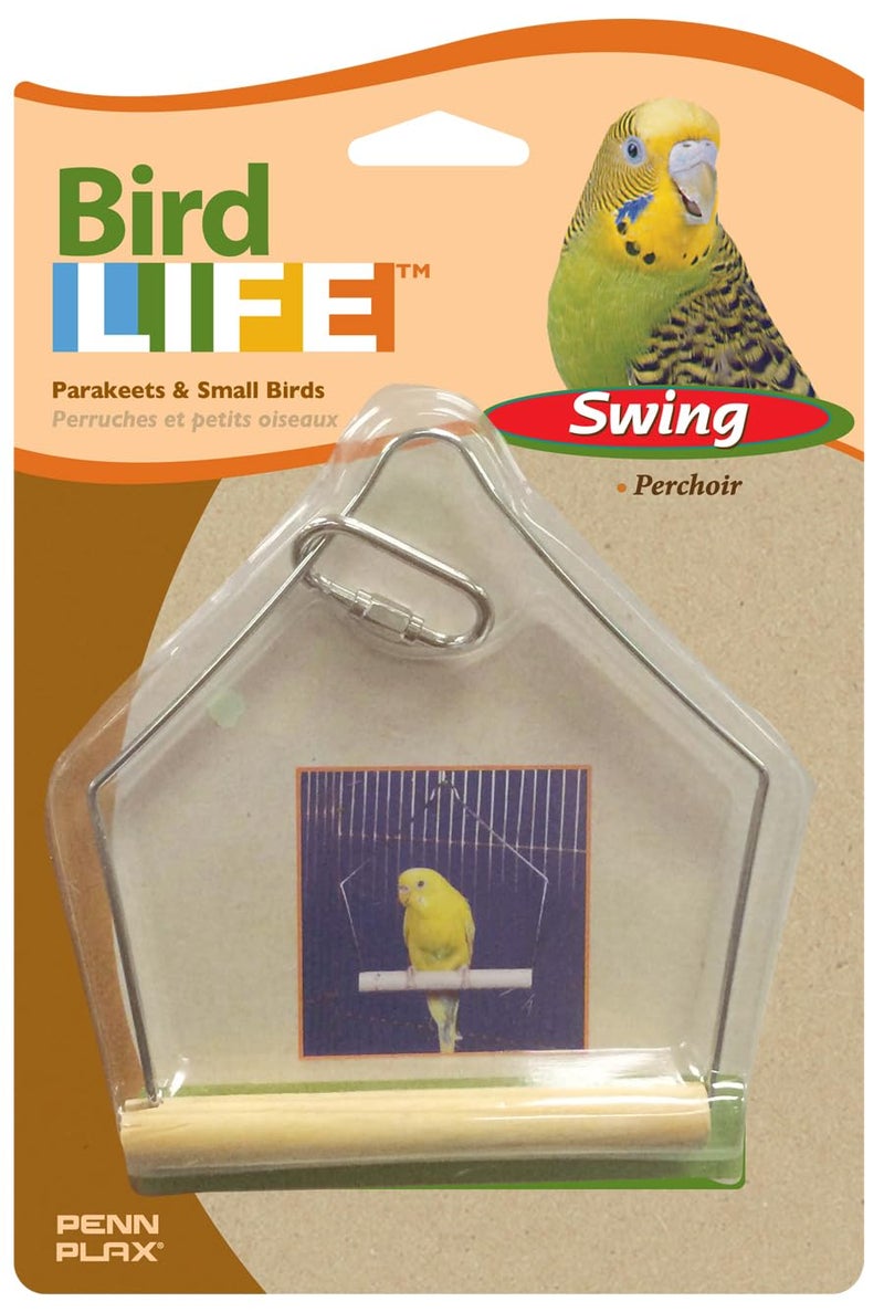 Penn Plax Penn-Plax Bird-Life Bird Swing for Cage | Natural Perch Stand | for Parakeets, Cockatiels, Lovebirds, Conures, and Small Sized Birds | 4” Inch Swing - Image 1