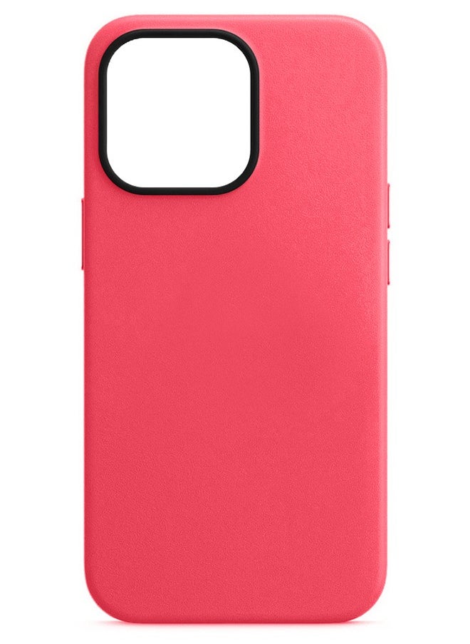 Artificial Leather Protective Case Cover For iPhone 13 Pro Red Color