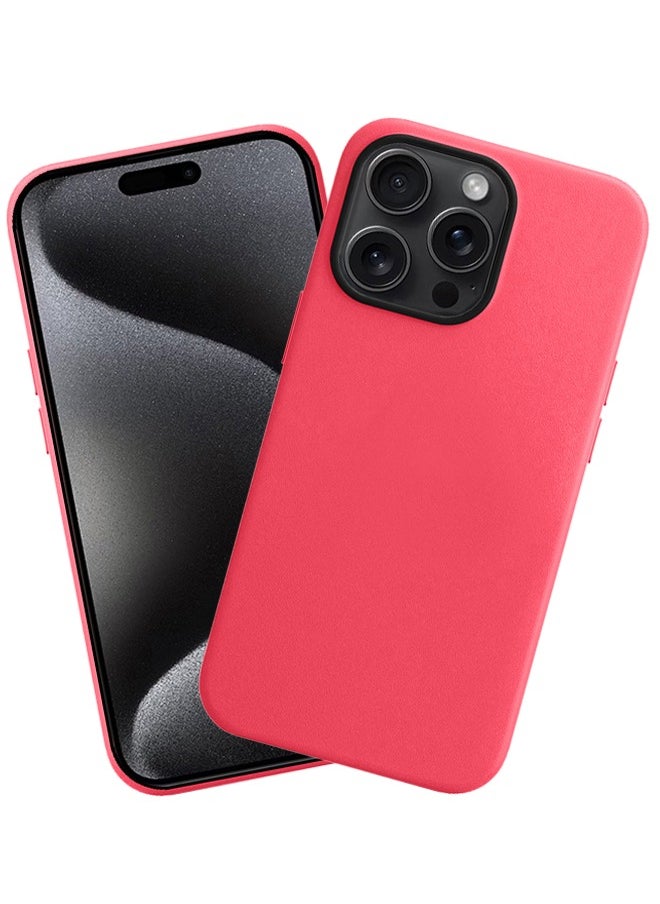Artificial Leather Protective Case Cover For iPhone 13 Pro Red Color