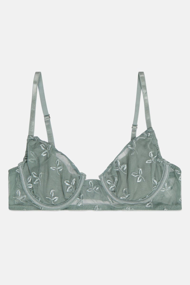 Sinsay Women Textured Non Padded Bra, Sage Green - Image 1