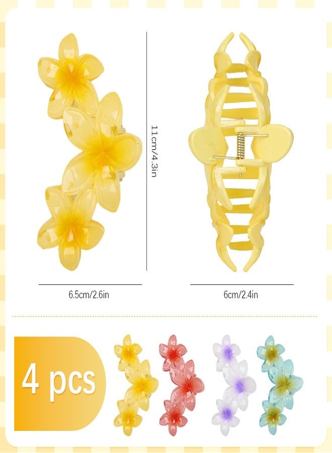زيبويو مجموعة مشابك شعر ZIBUYU® المكونة من 4 قطع بتصميم زهرة بلوميريا كبيرة الحجم، مناسبة للشعر الكثيف والخفيف، بتصميم بوهيمي أنيق، مثالية كهدية أو هدية مميزة. - Image 2