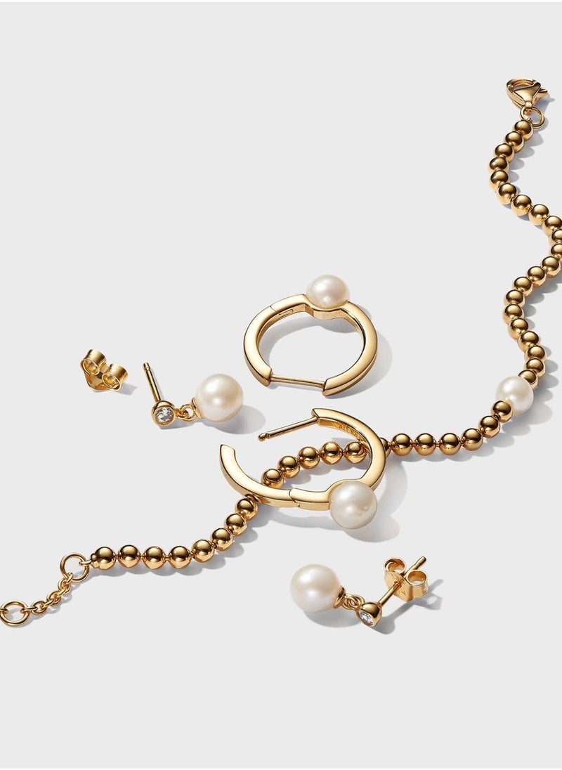 PANDORA Treated Freshwater Cultured Pearl Hoop Earrings  - Image 4