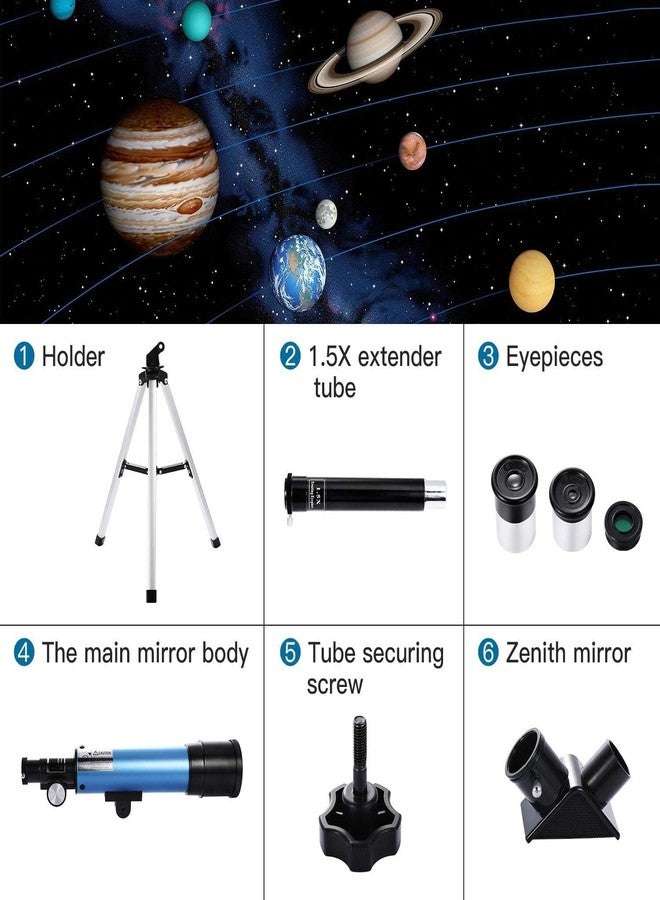Qinaoco Telescope for Beginners Telescope for Children, Portable Astronomy Telescope 90X with Tripod, 2 Eyepieces, 1.5X Barlow Len - Image 4