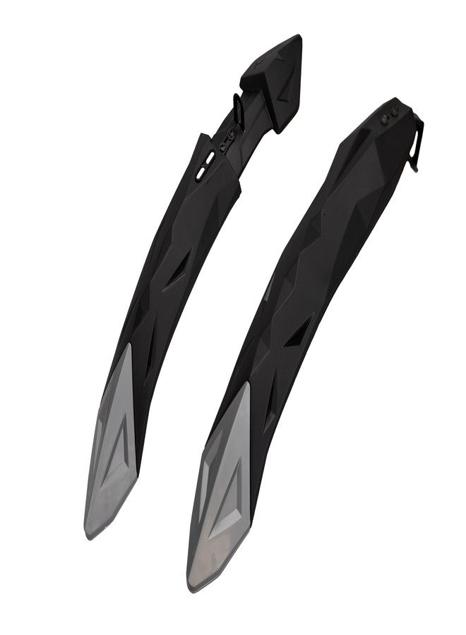 Impetus Cycle Mudguard for 24inch 26inch Bicycle Fender Clip On Heavy Plastic Material Suitable for Both Carrier and Non Carrier MTB with Metal Caliper Fasteners Included (Black-Grey) - Image 1
