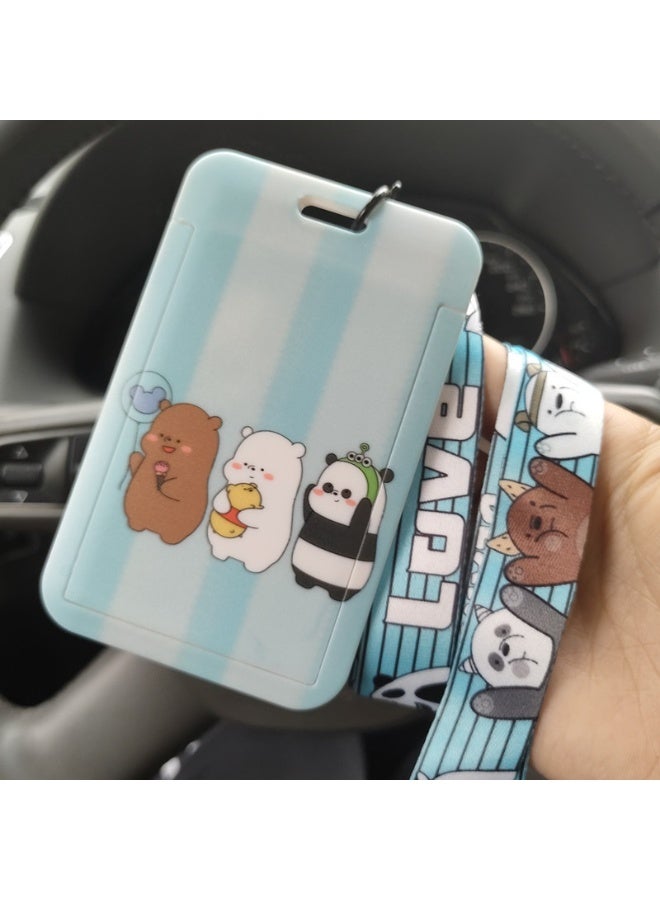 NIBEMINENT 1 - Piece Cute Bear Doll Kpop Photo Card Holder Pendant Key Chain ID Badge Holder ID Card Holder Photo Card Protector for School ID Office ID Access Card for Women Girls