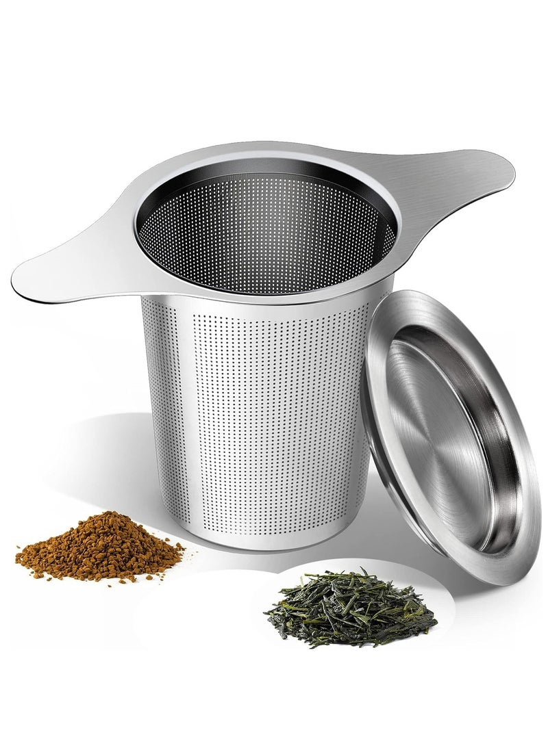 Oasisgalore Tea Strainer, 304 Stainless Steel Tea Filter Strainer with Lid and Double Handles for Teapots Cups.  - Image 1