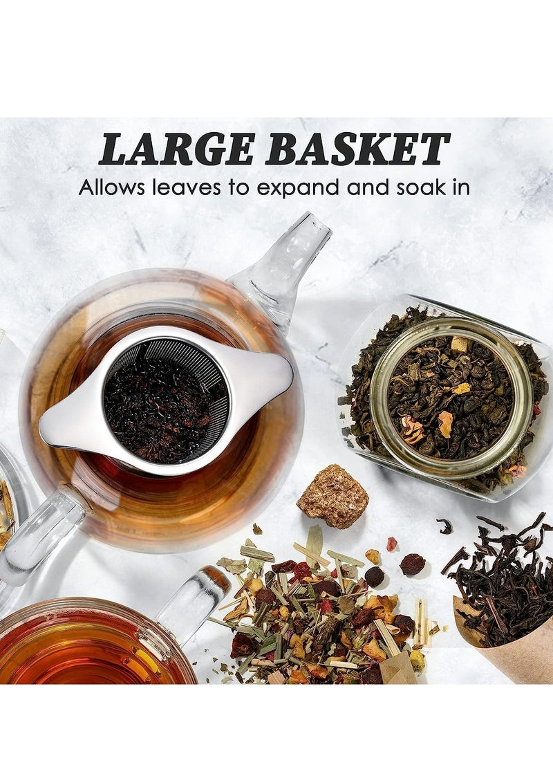 Oasisgalore Tea Strainer, 304 Stainless Steel Tea Filter Strainer with Lid and Double Handles for Teapots Cups.  - Image 2