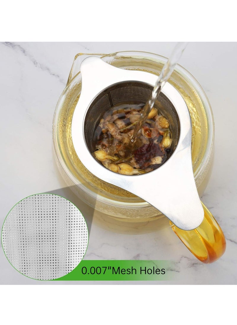 Oasisgalore Tea Strainer, 304 Stainless Steel Tea Filter Strainer with Lid and Double Handles for Teapots Cups.  - Image 3