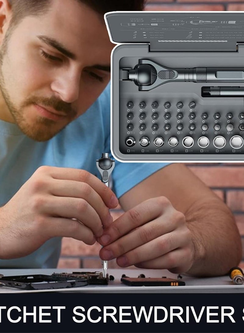 GGOOT Ratchet Kit, 180° Rotation Ratchet Screwdriver Set, 40 Bit Precision Multi-functional Repair Tool Automotive and Complete Hardware for Car Vehicle Maintenance  - Image 3