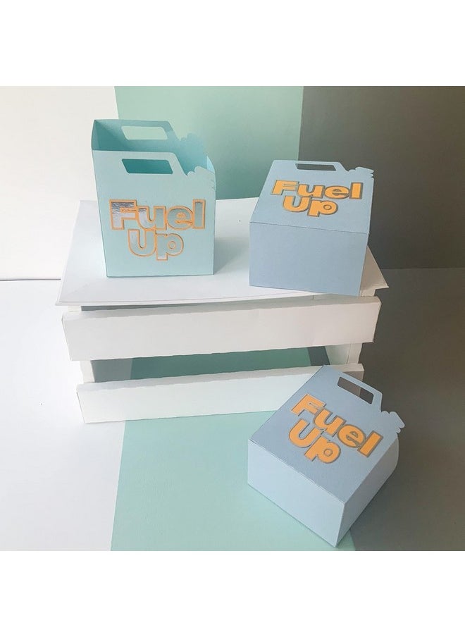 Pinfliers - Pinfliers Car Theme Birthday Party Decoration Paper Fuel Popcorn Box, A Set of 10, Blue, Mint, Yellow and Silver - Image 1