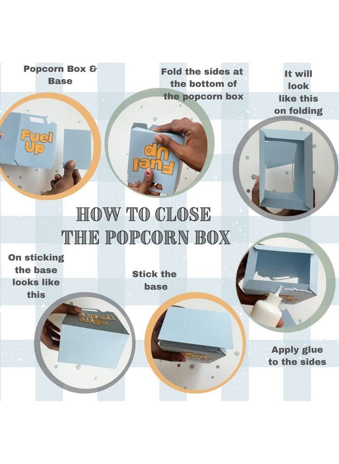 Pinfliers - Pinfliers Car Theme Birthday Party Decoration Paper Fuel Popcorn Box, A Set of 10, Blue, Mint, Yellow and Silver - Image 1