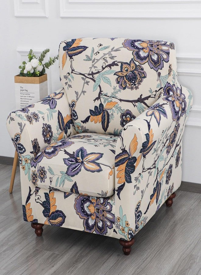 FORCHEER Armchair Slipcovers 2 Piece Printed Sofa Couch Covers with 1 Separate Cushion Couch Covers Washable Sofa Slipcover with Elastic Bottom for Living Room(Armchair, Styles 10) - Image 2