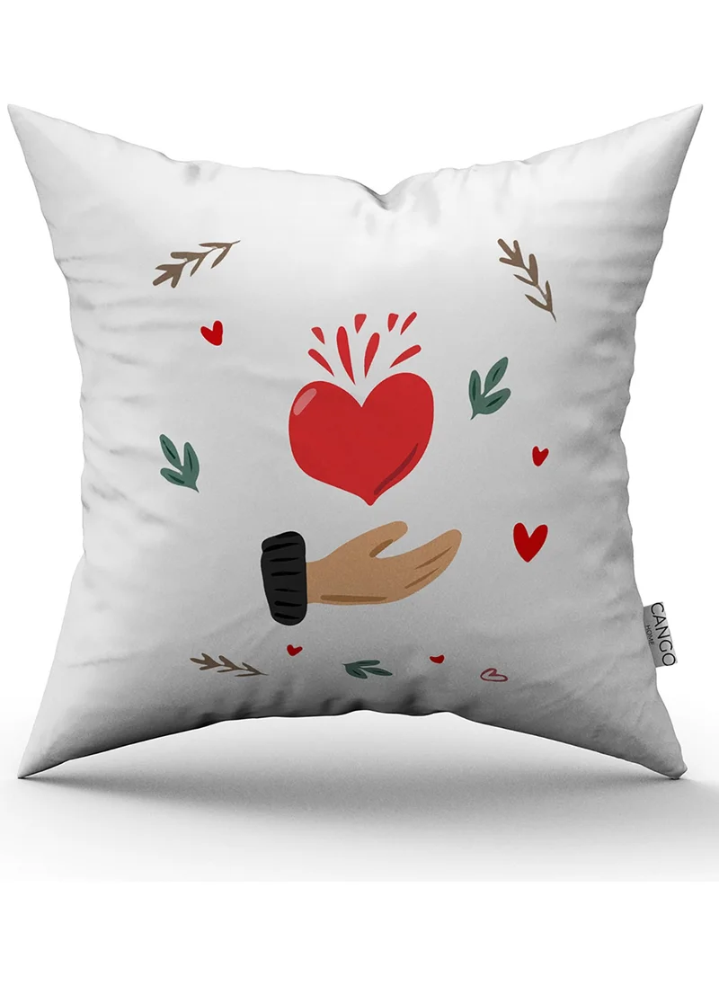 Cango Home White Red Modern Valentine's Day Themed Digital Printed Throw Pillow Cover CGH965