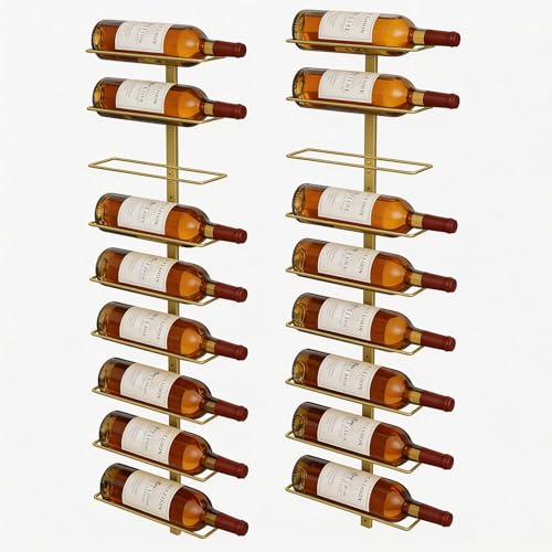 B4Life Gold Wine Rack and Holder Wall Mounted 18 Bottles, Metal Hanging Mount Racks for Wall, Wine Bottles for Bottles Storage Home Bar, Cellar and Kitchen, Dining Room (Gold, 18 Bottle) - Image 1