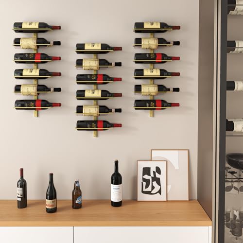 B4Life Gold Wine Rack and Holder Wall Mounted 18 Bottles, Metal Hanging Mount Racks for Wall, Wine Bottles for Bottles Storage Home Bar, Cellar and Kitchen, Dining Room (Gold, 18 Bottle) - Image 5