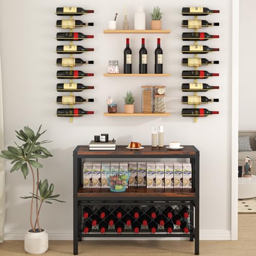 B4Life Gold Wine Rack and Holder Wall Mounted 18 Bottles, Metal Hanging Mount Racks for Wall, Wine Bottles for Bottles Storage Home Bar, Cellar and Kitchen, Dining Room (Gold, 18 Bottle) - Image 4