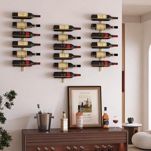 B4Life Gold Wine Rack and Holder Wall Mounted 18 Bottles, Metal Hanging Mount Racks for Wall, Wine Bottles for Bottles Storage Home Bar, Cellar and Kitchen, Dining Room (Gold, 18 Bottle) - Image 2