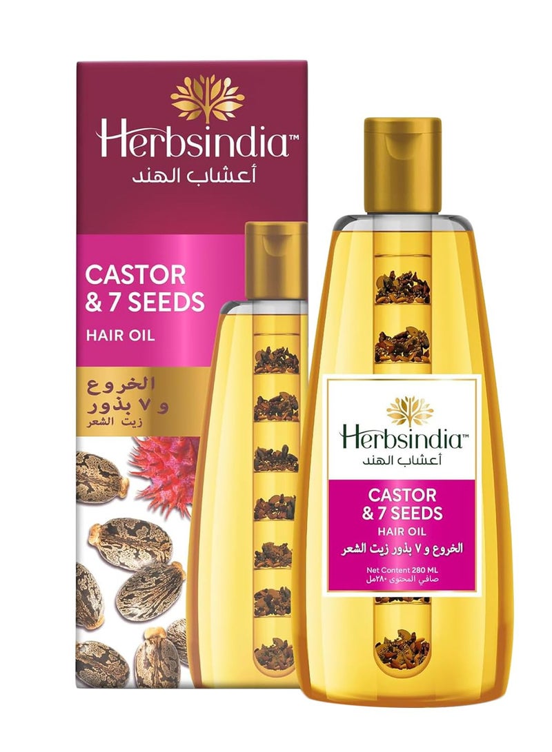 Herbsindia Castor & 7Seeds Hair Oil 280Ml - Image 1