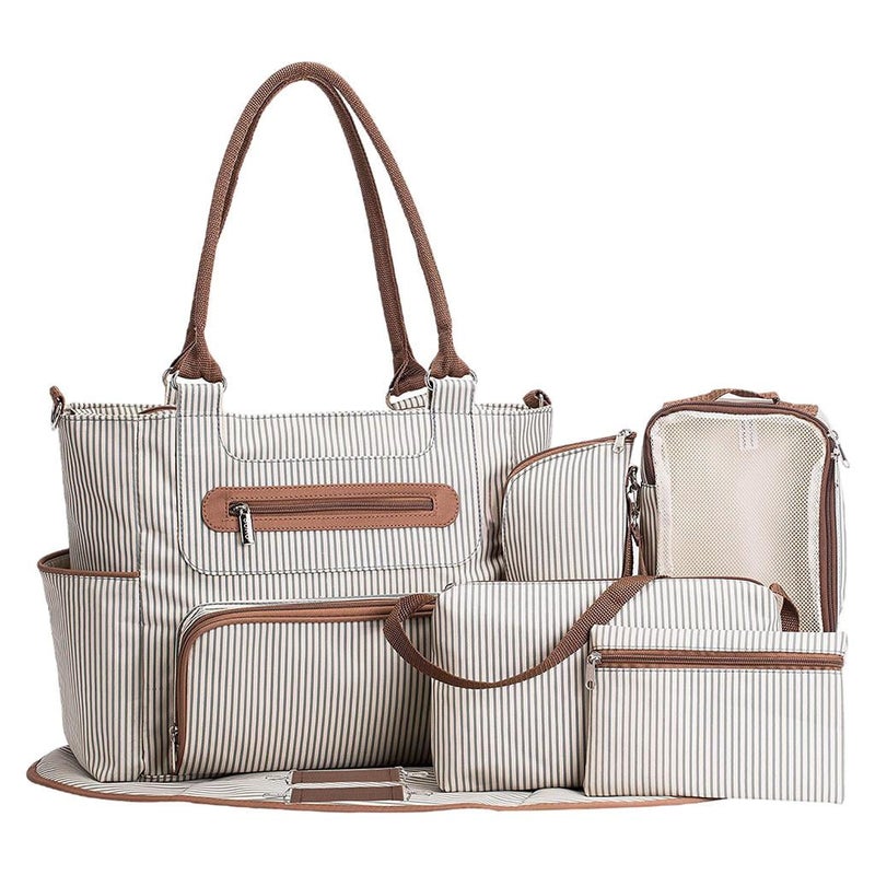 Large-capacity mother and baby diaper tote bag (including 7 hanging bags) - Image 1