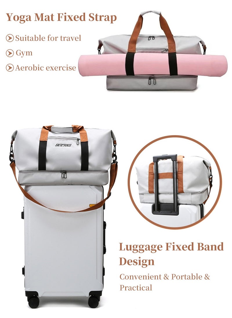 Moovant Travel Sports Gym Bag, Weekender Workout Carry On Overnight Bag, Duffle Shoulder Bag, with Luggage Sleeve and Shoe Compartment, Grey  - Image 2