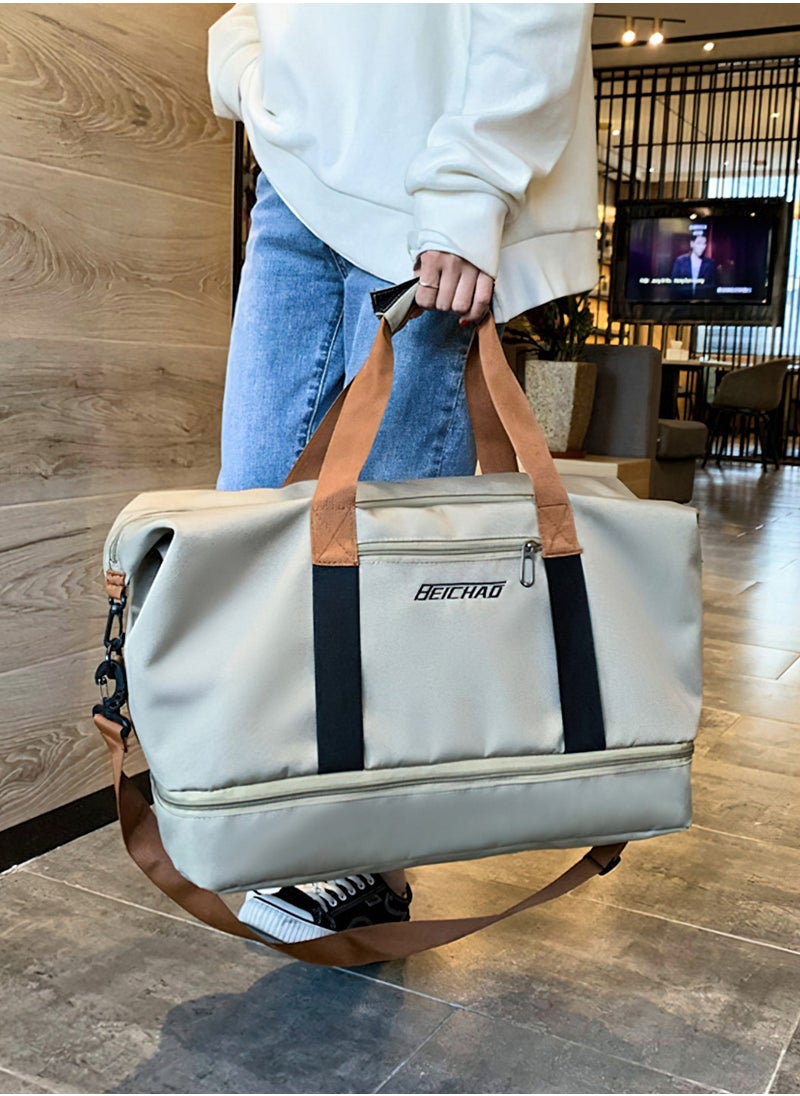 Moovant Travel Sports Gym Bag, Weekender Workout Carry On Overnight Bag, Duffle Shoulder Bag, with Luggage Sleeve and Shoe Compartment, Grey  - Image 5