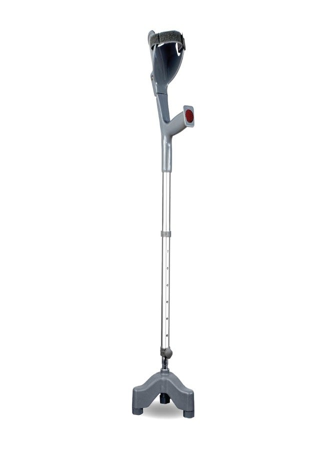 Vissco Astra Max Elbow Crutch with Tripod Base, Fixed Handle, Lightweight and Adjustable Height Walking Aid for Men and Women, Anti-Slip 3 Leg Base for Stability (1 Piece, Grey) - Image 1