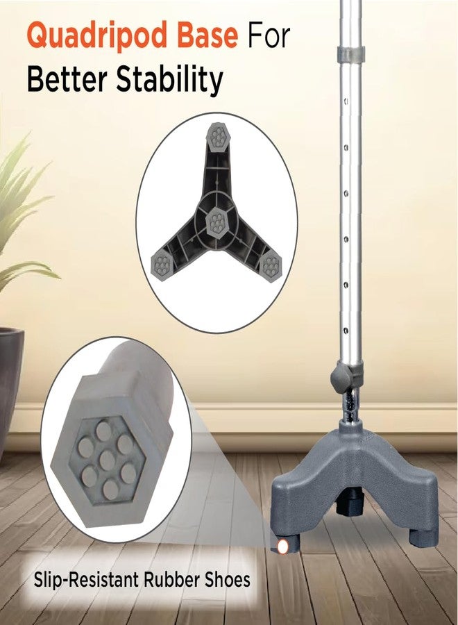 Vissco Astra Max Elbow Crutch with Tripod Base, Fixed Handle, Lightweight and Adjustable Height Walking Aid for Men and Women, Anti-Slip 3 Leg Base for Stability (1 Piece, Grey) - Image 3