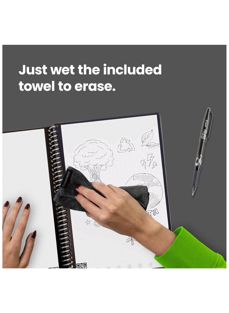 Rocketbook - Smart Reusable Notebook – Executive Size (6" x 8.8") – Infinity Black – 36 Dot-Grid Pages, Includes Pilot FriXion Pen & Microfiber Cloth, Cloud-Connected, Eco-Friendly - Image 1