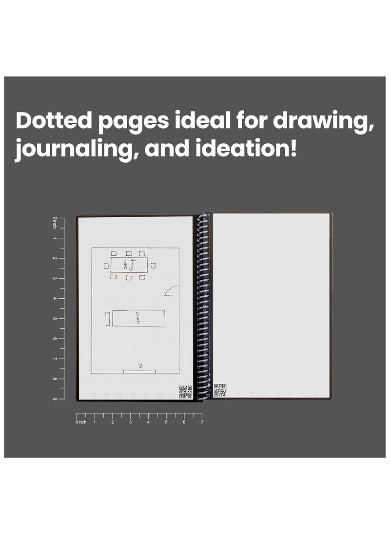 دفتر ذكي قابل لإعادة الاستخدام - دفتر بيئي بنقاط الشبكة مزود بقلم Pilot Frixion وقطعة قماش من الألياف الدقيقة - غلاف باللون الأسود اللانهائي، بحجم تنفيذي (15.2 سم × 22.4 سم). - pzsku/Z0465AEA4DA1A071A35FDZ/45/_/1736592893/dc4652ea-4043-4b33-84a7-fb950d7698d2
