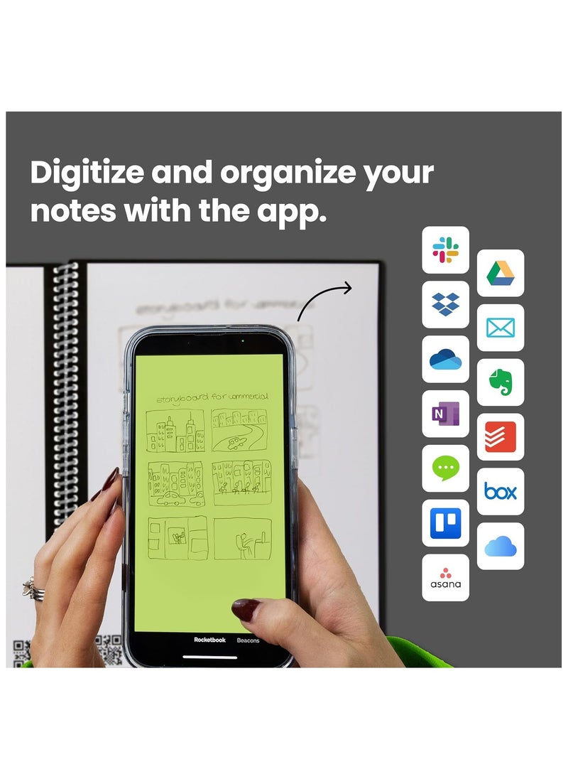 Rocketbook - Smart Reusable Notebook – Executive Size (6" x 8.8") – Infinity Black – 36 Dot-Grid Pages, Includes Pilot FriXion Pen & Microfiber Cloth, Cloud-Connected, Eco-Friendly - Image 1