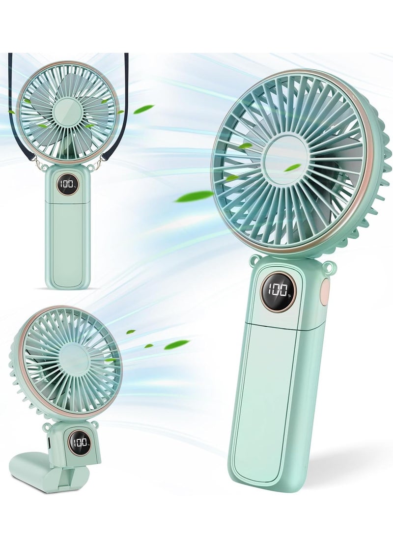 general Portable Handheld Fan,5200mAh Personal Fan with LED Display,3-in-1 180° Foldable Mini Fan with 6 Speed,Desk Fan Rechargeable Hand Held Fan(Green) - Image 1