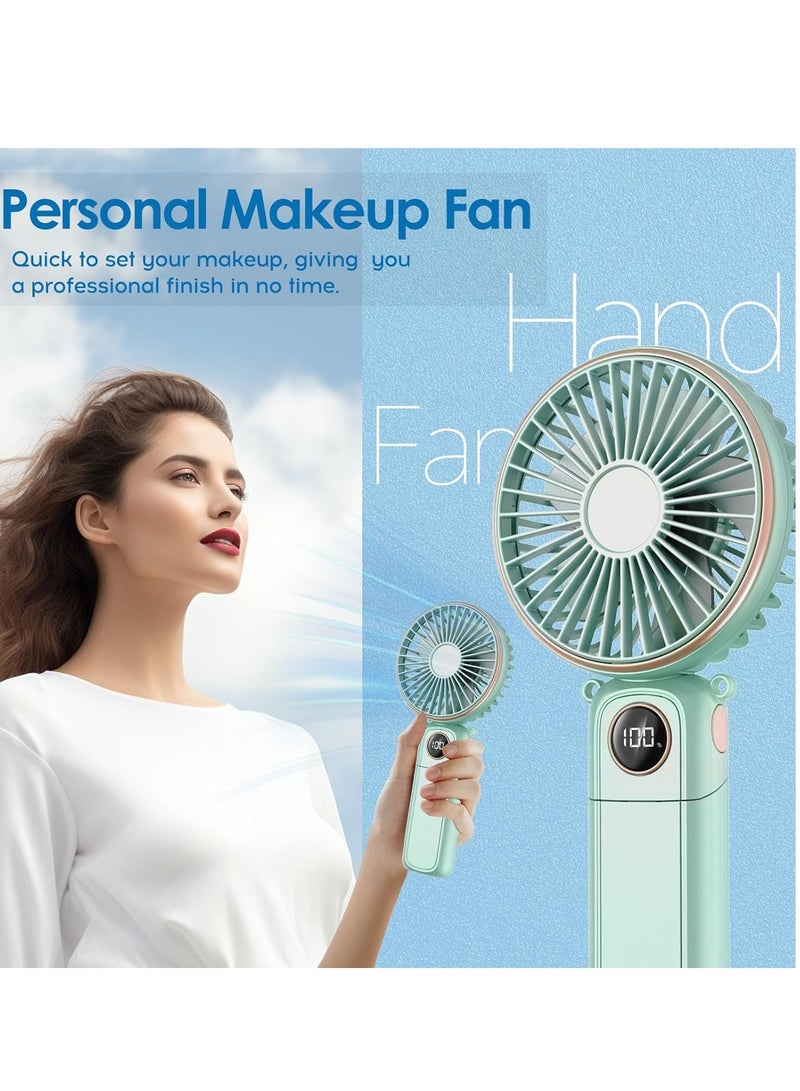 general Portable Handheld Fan,5200mAh Personal Fan with LED Display,3-in-1 180° Foldable Mini Fan with 6 Speed,Desk Fan Rechargeable Hand Held Fan(Green) - Image 5