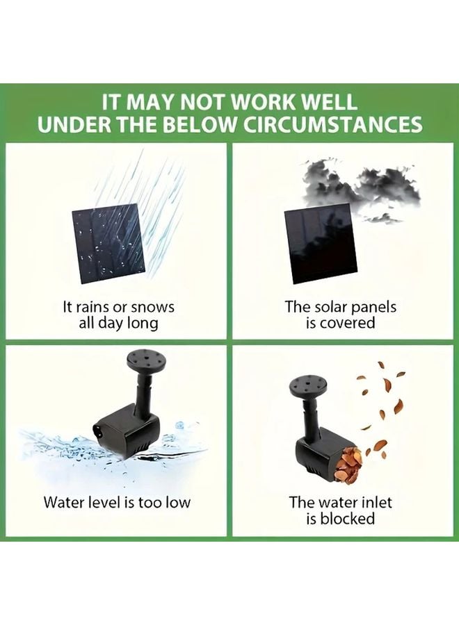 1 5W Mini Solar Water Fountain Pump With 6 Nozzles For Pond Garden Bird Bath - Image 5