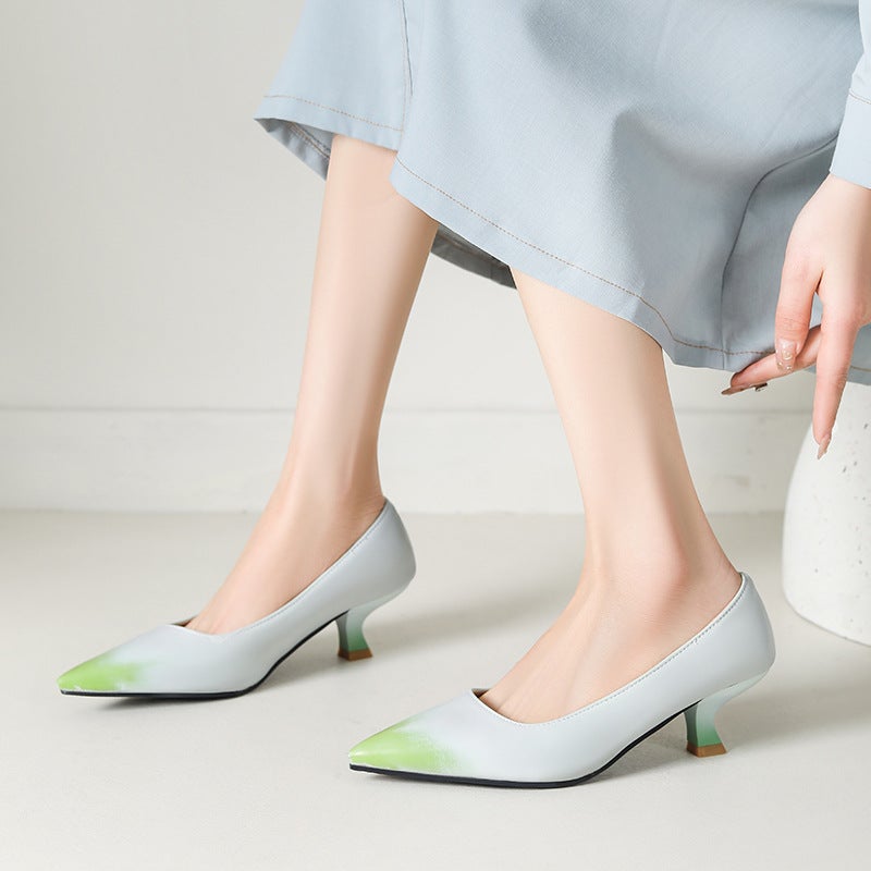 Source Spring Elegant Pointed Middle Heel 31-45 Size Shallow Mouth All-Match Single Shoes For Women - Image 2