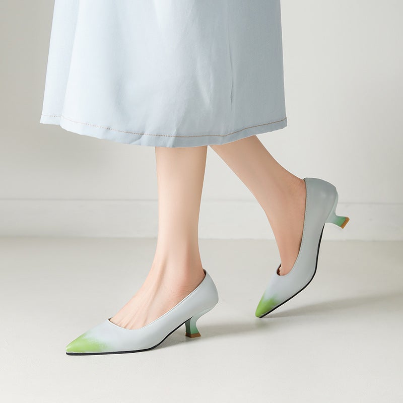 Source Spring Elegant Pointed Middle Heel 31-45 Size Shallow Mouth All-Match Single Shoes For Women - Image 5