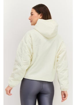 Reebok Women Sportswear Fit Long Sleeve Brand Logo Hooded Sweatshirt, Light Cream  - Image 2