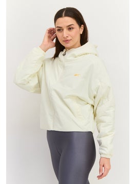 Reebok Women Sportswear Fit Long Sleeve Brand Logo Hooded Sweatshirt, Light Cream  - Image 4