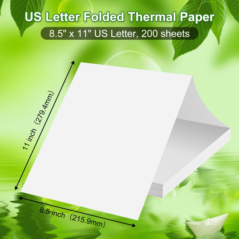 Tapsin Thermal Printer Paper 8.5 x 11 Inch, Quick-Dry US Letter Paper, Compatible with M08F M832 Portable Printer, Continuous Perforated Folding Paper, 200 Sheets - Image 3