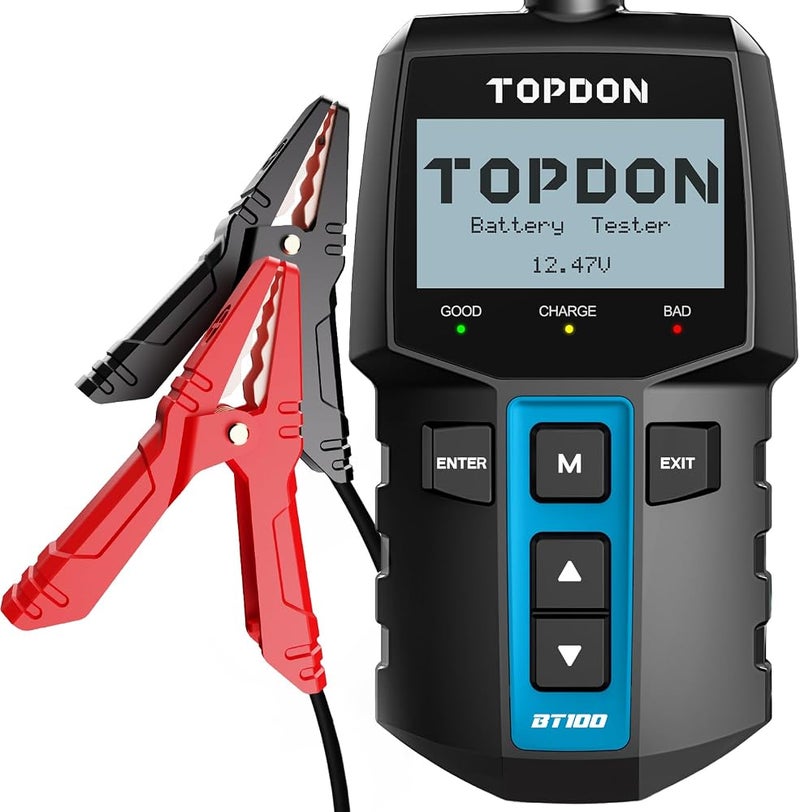 توب دون جهاز فحص بطاريات السيارات TOPDON BT100، بجهد 12V، يقوم بفحص البطاريات واختبار أداء نظام الشحن، ويناسب ال - Image 1