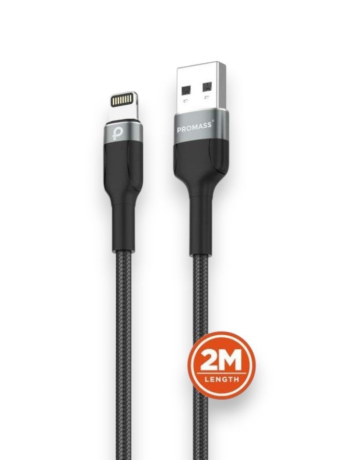 PROMASS Fast Braided Charging Cable from Promass, Certified 2 Meter Length, USB A to Lightning Port, Compatible with iPhone 14 Pro/14 Pro Max/14/14 Plus/13/12/11/X/8/7 - Image 1