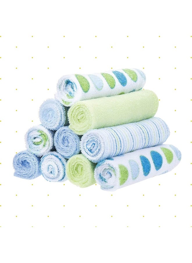 Spasilk Spasilk Washcloth Wipes Set For Newborn Boys And Girls, Soft Terry Washcloth Set-Pack Of 20, Blue Dot  - Image 3