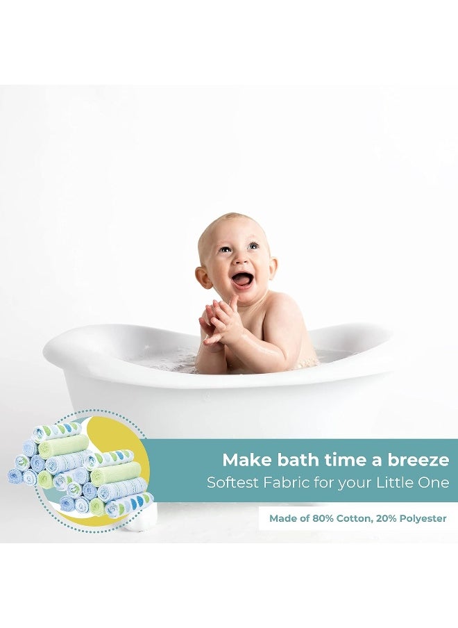 Spasilk Spasilk Washcloth Wipes Set For Newborn Boys And Girls, Soft Terry Washcloth Set-Pack Of 20, Blue Dot  - Image 5