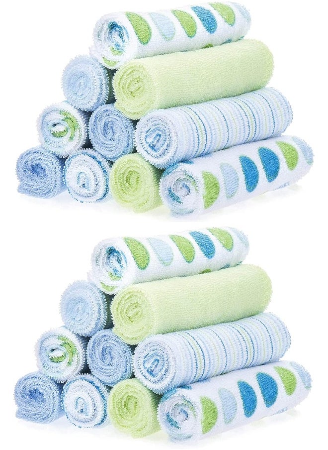 Spasilk Spasilk Washcloth Wipes Set For Newborn Boys And Girls, Soft Terry Washcloth Set-Pack Of 20, Blue Dot  - Image 1