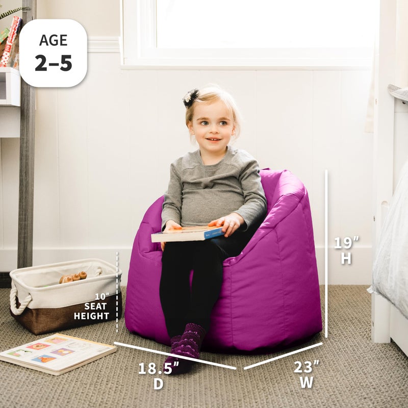 Big Joe Milano Child-Sized Bean Bag Chair for Kids Bedroom and Reading Nook, Pink Passion, Durable Easy-Clean Polyester Nylon Blend, Refillable - Image 2