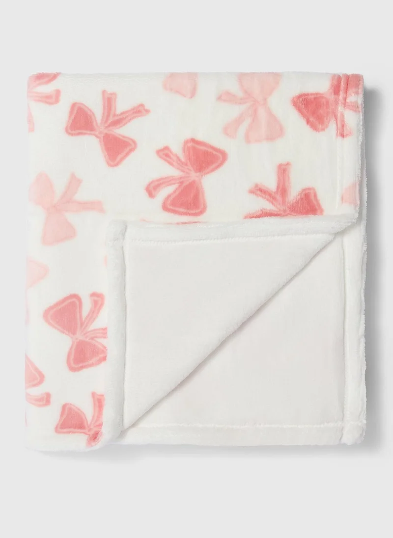 Matalan Pink Bow Fleece Blanket